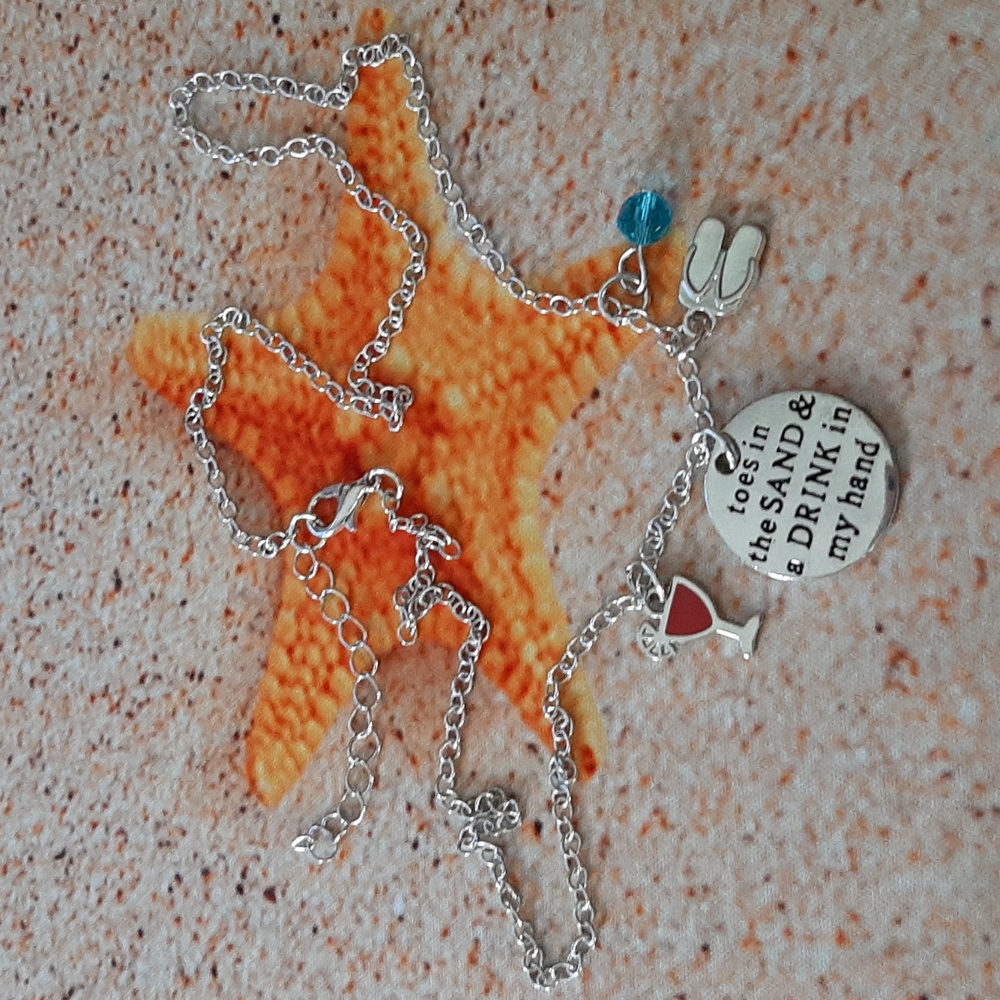 toes in the SAND & a DRINK in my hand Necklace NWT